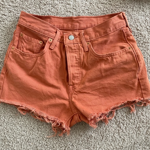 Levi’s orange destroyed shorts - Picture 1 of 7